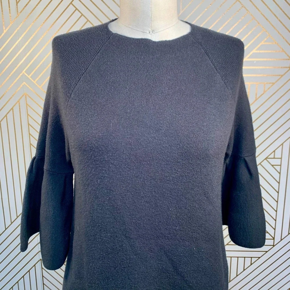 Anthropologie Moth Chester Sweater Tunic Dress Bell Sleeve Black Size‎ Small - Picture 3 of 9